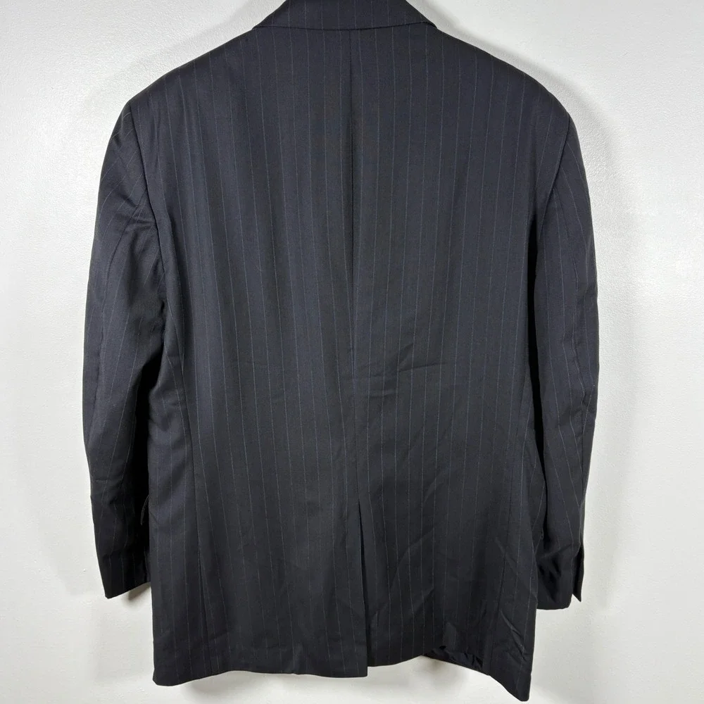 Jos A Bank Signature Collection Navy Blue Pinstripe‎ Wool Blazer Sport Coat 44R